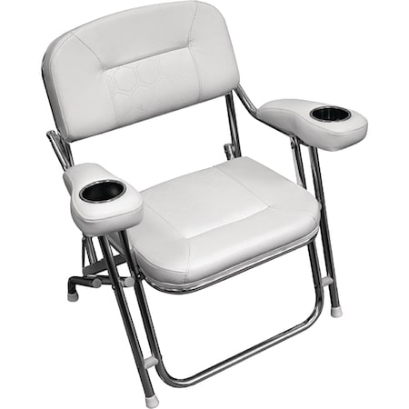 Wise Seating Deluxe Offshore Folding Deck Chair, Brite White 3367-784